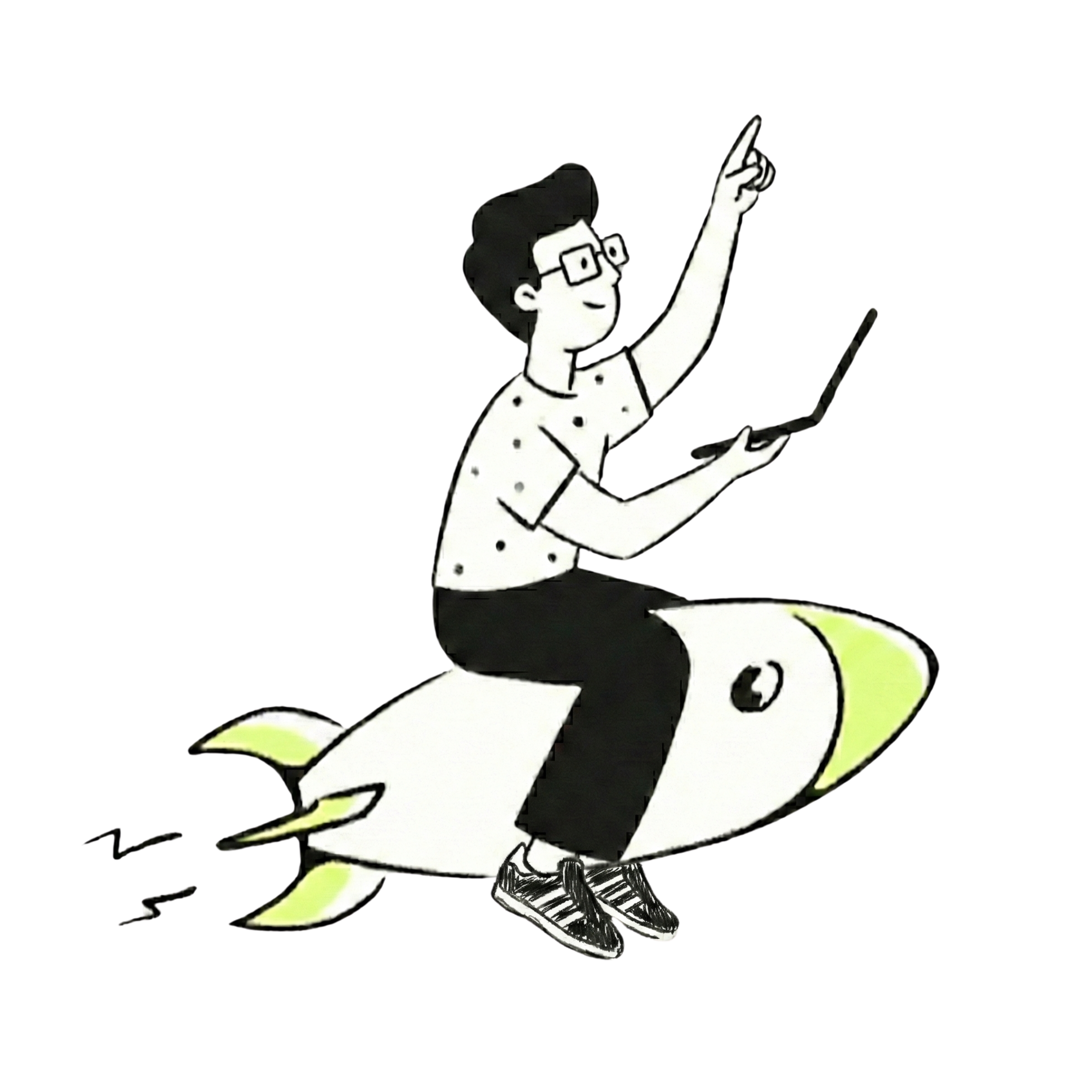 Person riding a rocket